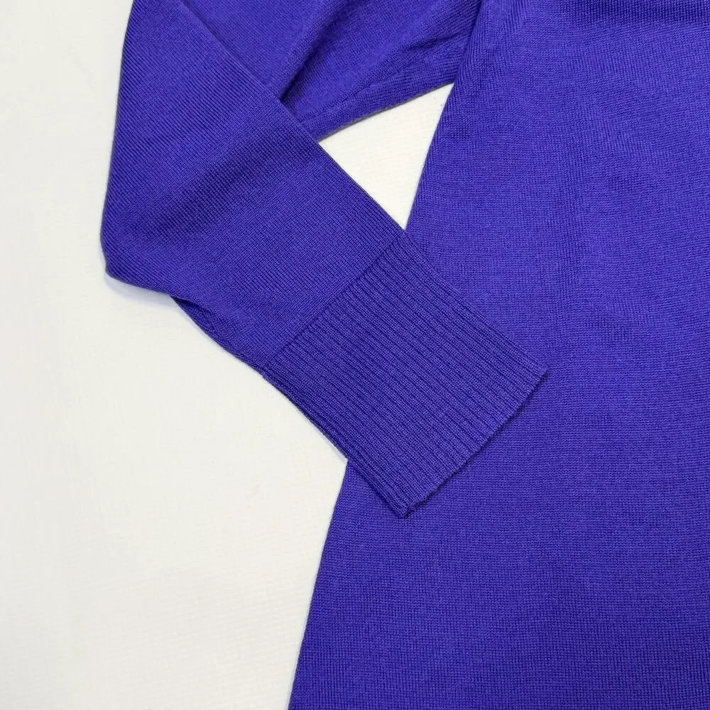 Eileen Fisher Sweater Womens Medium Purple Merino Wool Boat Neck Knit Tunic